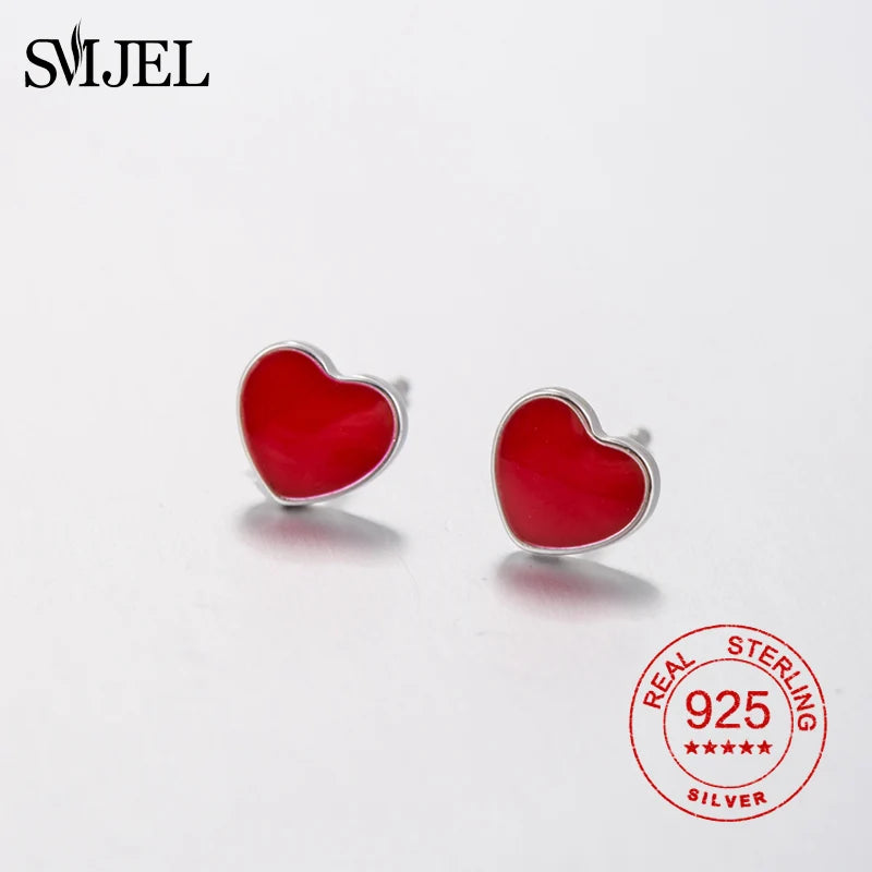 925 Silver Stud Earrings Wave Heart Angel Wing Cat Star S925 Gift