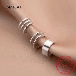 925 Silver Smooth Surface Ear Cuff Clip Earrings For Women Without Piercing