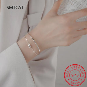 925 Silver Bracelet Sparkling Zircon Geometric Bride Jewelry