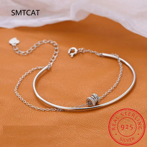 925 Silver Bracelet Sparkling Zircon Geometric Bride Jewelry