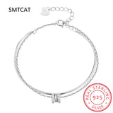 925 Silver Bracelet Sparkling Zircon Geometric Bride Jewelry