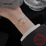 925 Silver Bracelet Sparkling Zircon Geometric Bride Jewelry