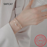 925 Silver Bracelet Sparkling Zircon Geometric Bride Jewelry