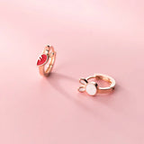 925 Silver Rabbit Carrot Hoop Earring Women Ear Pin Fine Jewelry
