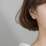 925 Silver Rabbit Carrot Hoop Earring Women Ear Pin Fine Jewelry