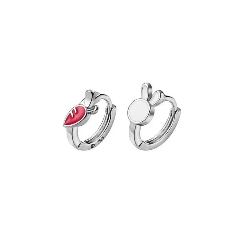 925 Silver Rabbit Carrot Hoop Earring Women Ear Pin Fine Jewelry