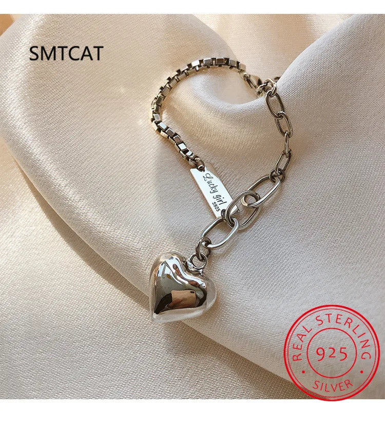 925 Silver Summer Anklet LOVE Heart Pendant Jewelry