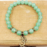 Green Aventurine Om Bracelet Natural Stone Yoga Spiritual Stretch
