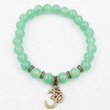 Green Aventurine Om Bracelet Natural Stone Yoga Spiritual Stretch