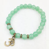 Green Aventurine Om Bracelet Natural Stone Yoga Spiritual Stretch