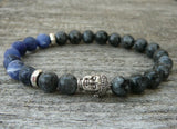Buddha Bracelet Gray Larvikite Brazil Stripe Stone