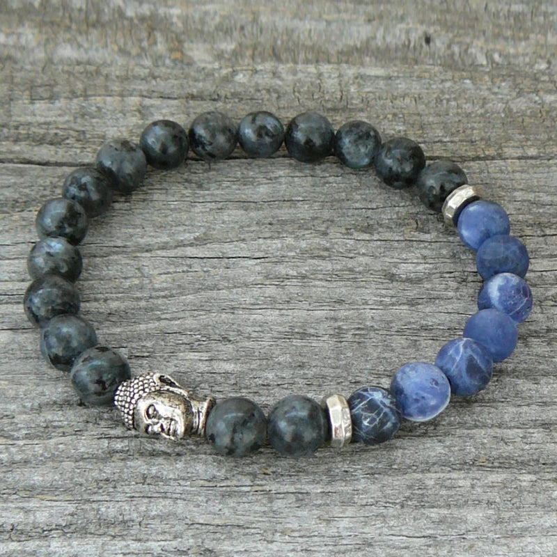 Buddha Bracelet Gray Larvikite Brazil Stripe Stone