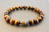Men Buddha Tiger Eye Bracelet - Stretchy Beaded Bracelet