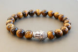 Men Buddha Tiger Eye Bracelet - Stretchy Beaded Bracelet