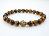 Men Buddha Tiger Eye Bracelet - Stretchy Beaded Bracelet