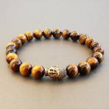 Men Buddha Tiger Eye Bracelet - Stretchy Beaded Bracelet