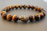Men Buddha Tiger Eye Bracelet - Stretchy Beaded Bracelet