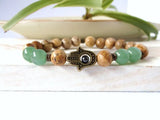 Green Aventurine Hamsa Bracelet with Picture Stone