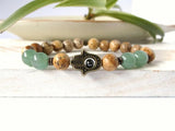 Green Aventurine Hamsa Bracelet with Picture Stone