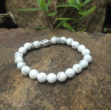Men Buddha Yoga Bracelet Howlite Beads Stone Bracelet Silver Plated