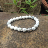 Men Buddha Yoga Bracelet Howlite Beads Stone Bracelet Silver Plated