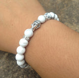 Men Buddha Yoga Bracelet Howlite Beads Stone Bracelet Silver Plated