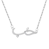 Silver Spring Bird & Tree Leaf Dangle Pendant Necklace for Women