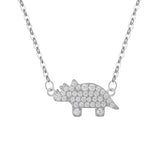 Silver Giraffe CZ Pendant Necklace for Women Girls
