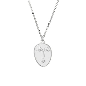 Retro Human Face Pendant Necklace Hollow Out Statement