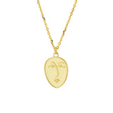 Retro Human Face Pendant Necklace Hollow Out Statement