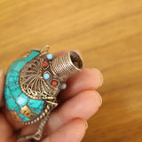 SN203 Nepal Turquoises Stone Mantras Snuff Bottle Pendant Necklace