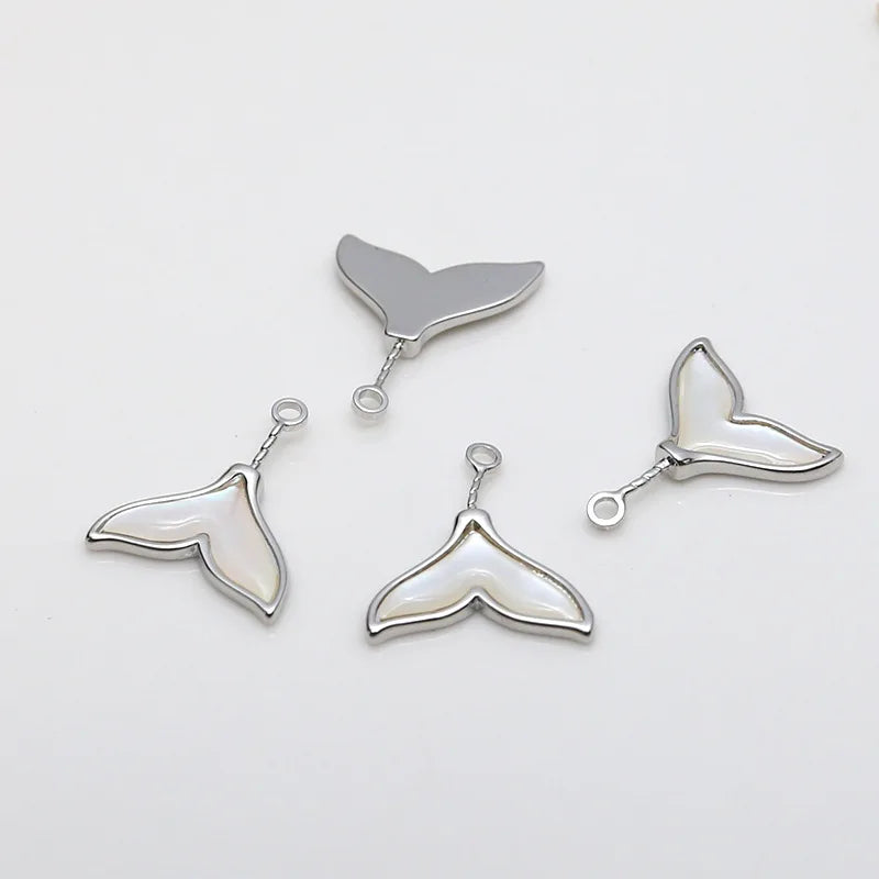 2pcs Brass Plated Fish Tail Half Pin Drilled Pendant Charms Jewelry Accessories