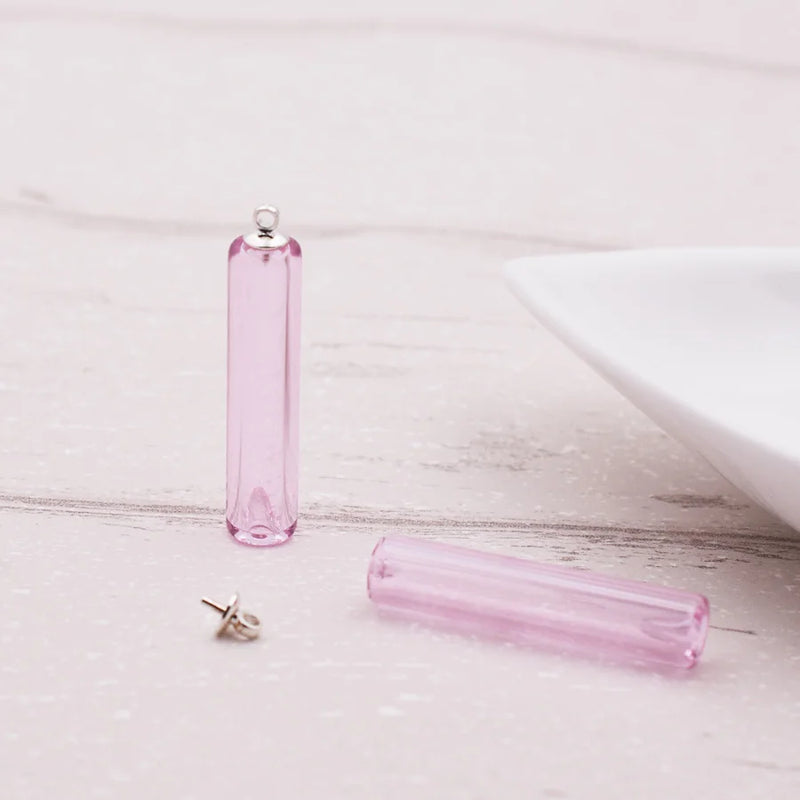 2pcs Diffuser Perfume Glass Bottle Necklace Pendant Refillable Vial Charms