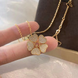 SNPQ Diamond Necklace Red Hot Collarbone Chain Pendant