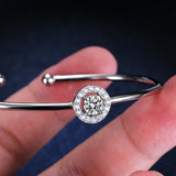 SNPQ 925 Silver Moissanite Round Bag Bracelet Women Live Direct