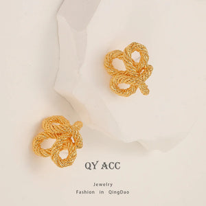 SNPQ Retro Twist Metal Knotted Earrings for Women