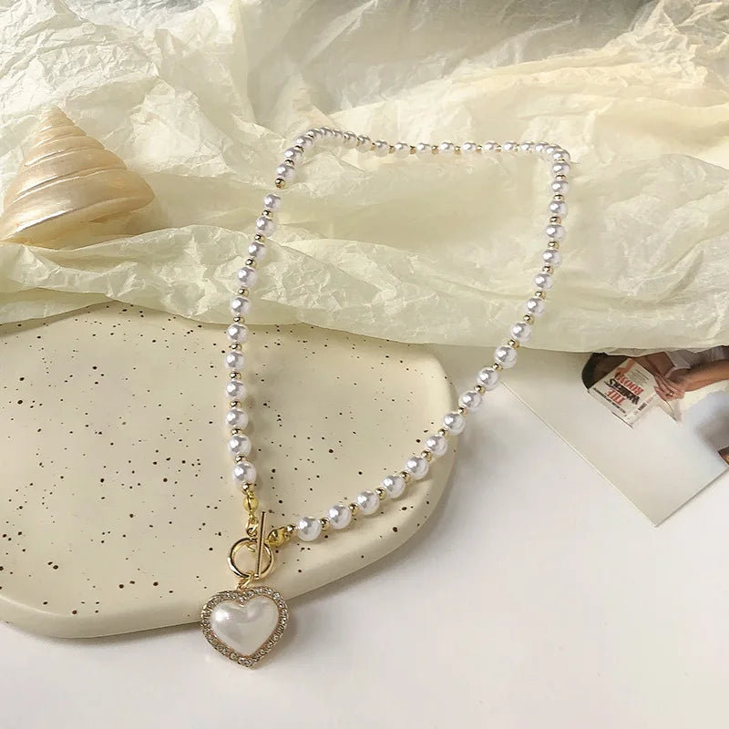 Vintage Heart Diamond Necklace for Women