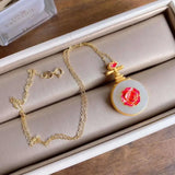 Natural Hetian Jade Pipa Rose Seal Retro Palace Style Craft Jewelry