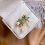 Chinese Style Hetian Jade Pearl Earrings Female
