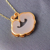 Retro Silver Inlaid Hotan Jade Pendant Necklace for Women