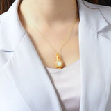 Vintage Hetian Jade Vase Pendant Necklace Diamond Women's Chinese Style