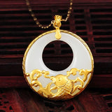 Silver Pendant Hetian Jade Peace Buckle Chinese Retro Craft