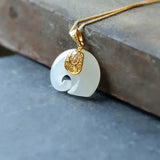 Silver Inlaid Hetian Jade Elephant Pendant Necklace