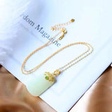 Silver Inlaid Hetian Chalcedony Necklace Pendant for Women