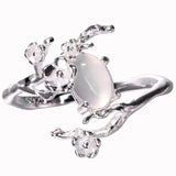 Silver Moonlight Chalcedony Plum Ring - Adjustable Women's Ring
