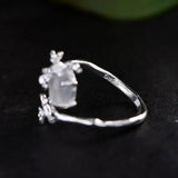 Silver Moonlight Chalcedony Plum Ring - Adjustable Women's Ring