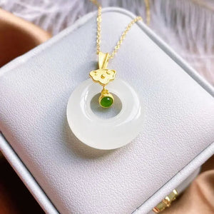 Sterling Silver Hetian Jade Pendant Necklace Retro Women's Jewelry