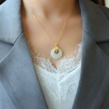 Sterling Silver Hetian Jade Pendant Necklace Retro Women's Jewelry