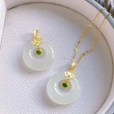 Sterling Silver Hetian Jade Pendant Necklace Retro Women's Jewelry