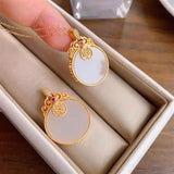 SNewsilver Inlaid Hetian Jade Ruyi Niche Craftsmanship Jewelry